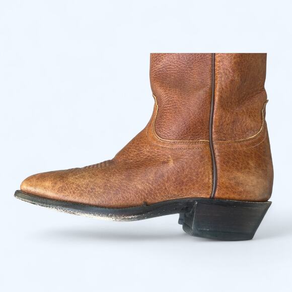 VTG Lucchese T3007 Rio Bravo Collar Stitch Leather Western Boots Brown Mens 8.5 - Picture 10 of 12